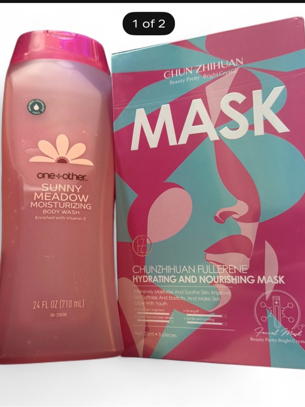 one+other Sunny Meadow Moisturizing Body Wash + Hydrating Mask Bundle - Pink